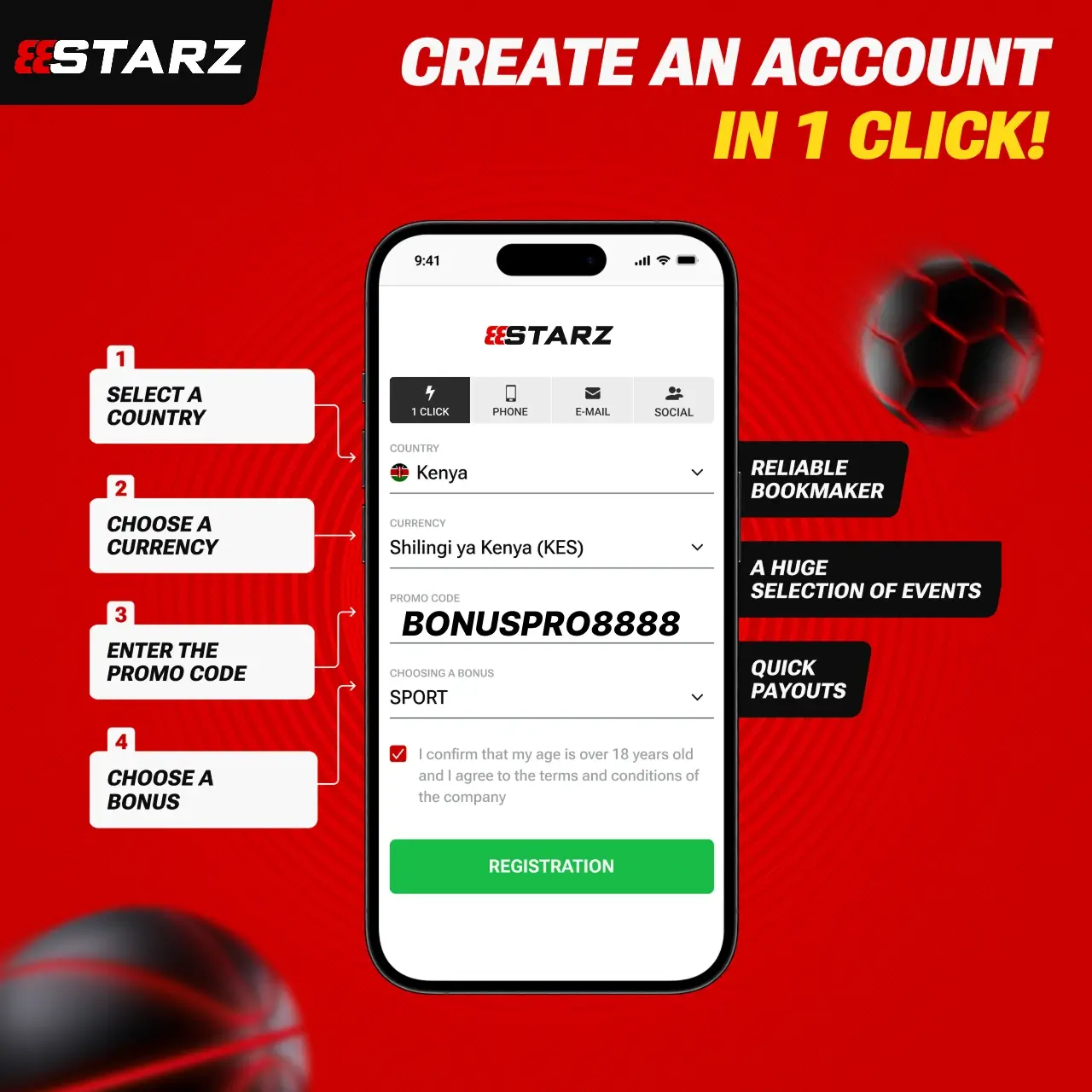 888Starz Kenya registration banner